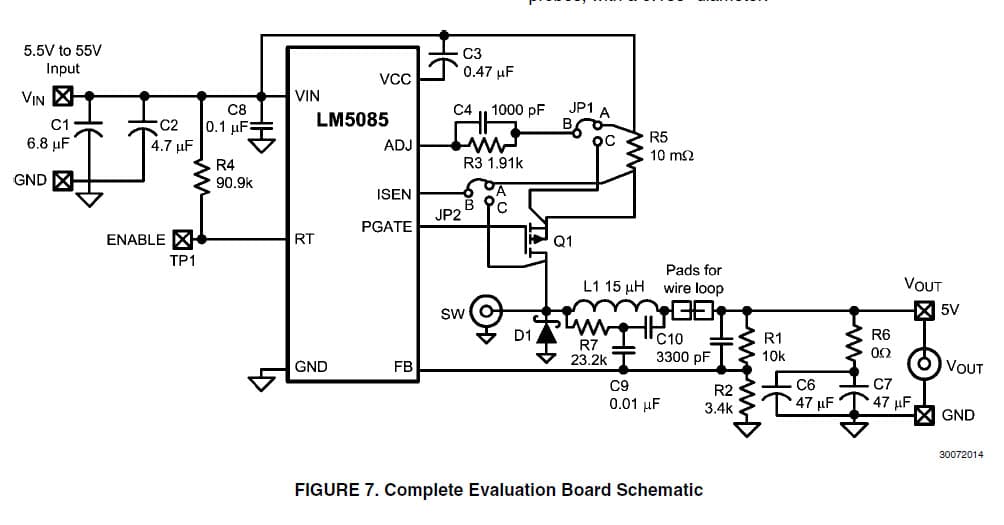 LM5085EVAL/NOPB, Evaluation Board using LM5085 a fully functional buck regulator