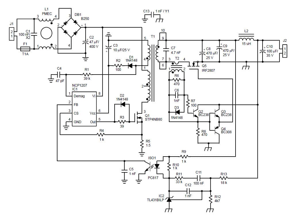 24W, 12V AC to DC Single Output Power Supply for Battery Charger