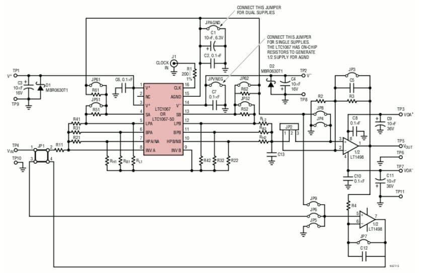 DC150A-B, Demo Board For LTC1067-50 Active Lowpass Filter