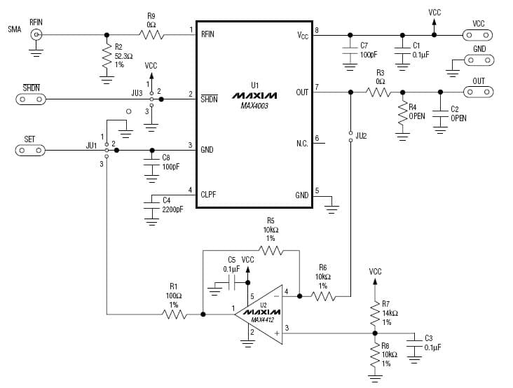 MAX4003EVKIT+, Evaluation Kit for MAX4003 2.7 to 5.5V Analog Amplification for Wireless