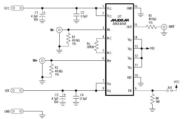 MAX4444EVKIT, Evaluation Kit simplifies evaluation of the MAX4444 ultra-fast differential line receiver