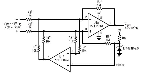 5V Difference Amplifier for Audio