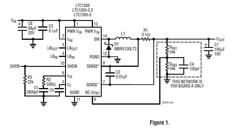 LTC1265CS Demo Board, High Efficiency Step-Down DC/DC Converter, 2.5V@1A