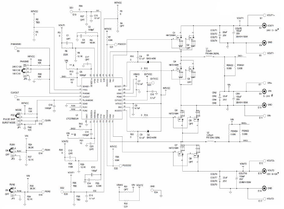 LTC3788EUH Demo Board, Dual 2-Phase Synchronous Boost Controller