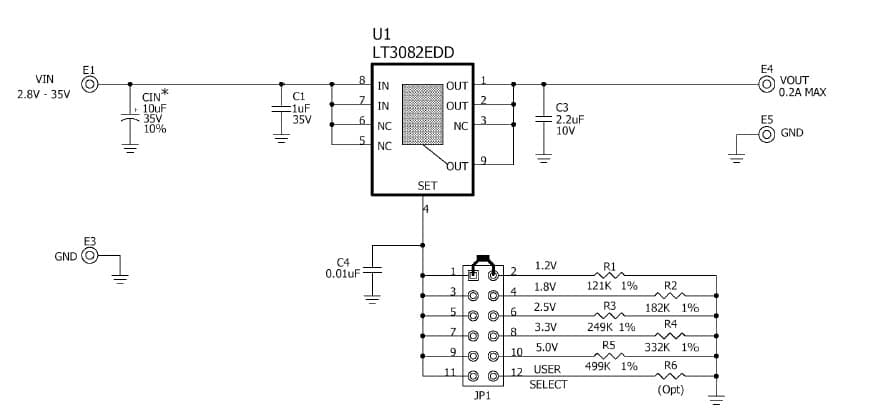 LT3082EDD Demo Board, 200mA Programmable 2-Terminal Current Source or Linear Regulator