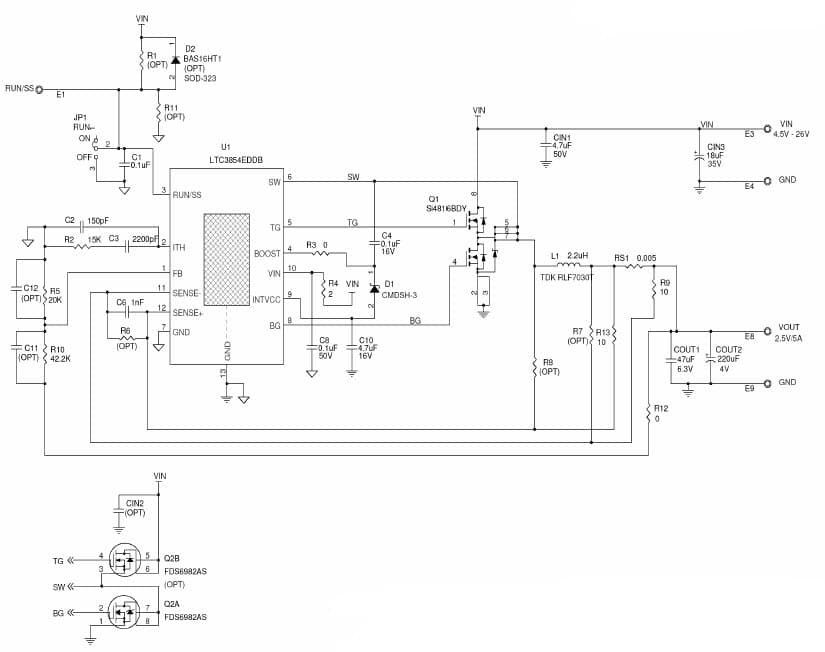 LTC3854EDDB Demo Board, Small Footprint, Low Pin Count Synchronous Step-Down Controller with Wide Vin Range