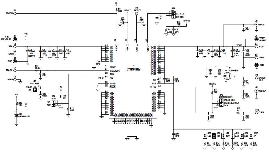 LTM4618EV Demo Board, 26V, 6A Step-down module Regulator with Tracking