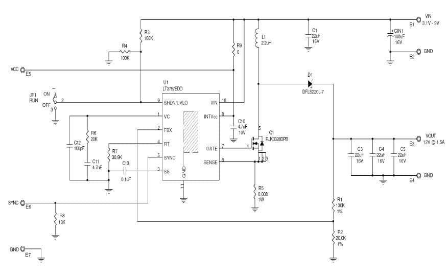 DC1547A, Demo Board Using for LT3757EDD Boost, Flyback, SEPIC and Inverting Controller