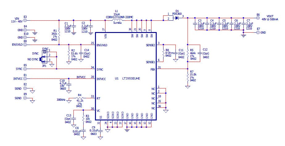 LT3958EUHE Demo Board, High Input Voltage, Boost, Flyback, SEPIC, and Inverting Converter