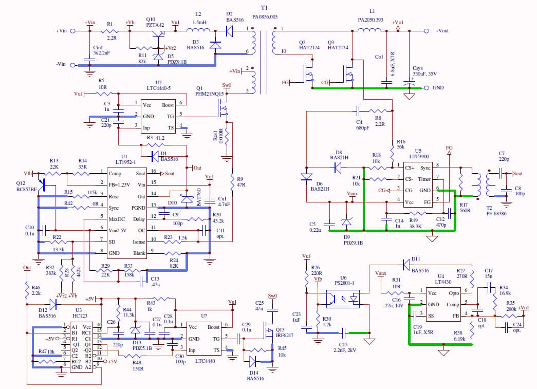 LT1952EGN-1, LTC3900CS8, LT4430ES6 Demo Board, Isolated DC/DC Power Converter