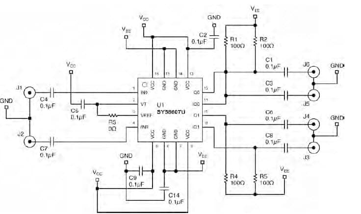 SY58607U, Evaluation Board for the Clock Buffer for GB Ethernet Switch