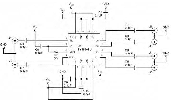 SY58608U, Evaluation Board for the Clock Buffer for GB Ethernet Switch