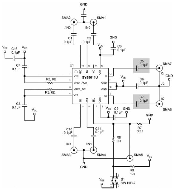 SY58611U, Evaluation Board for the Clock Multiplexer for GB Ethernet Switch