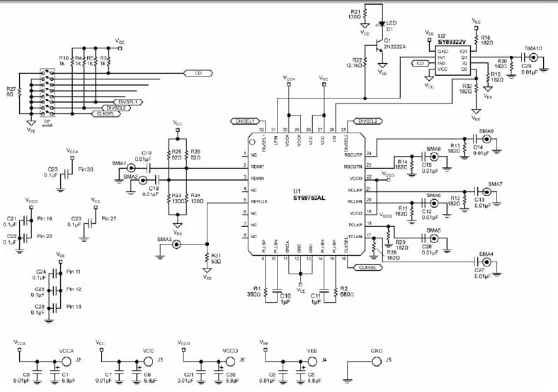 SY69753AL, Evaluation Board for the Clock Buffer for GB Ethernet Switch