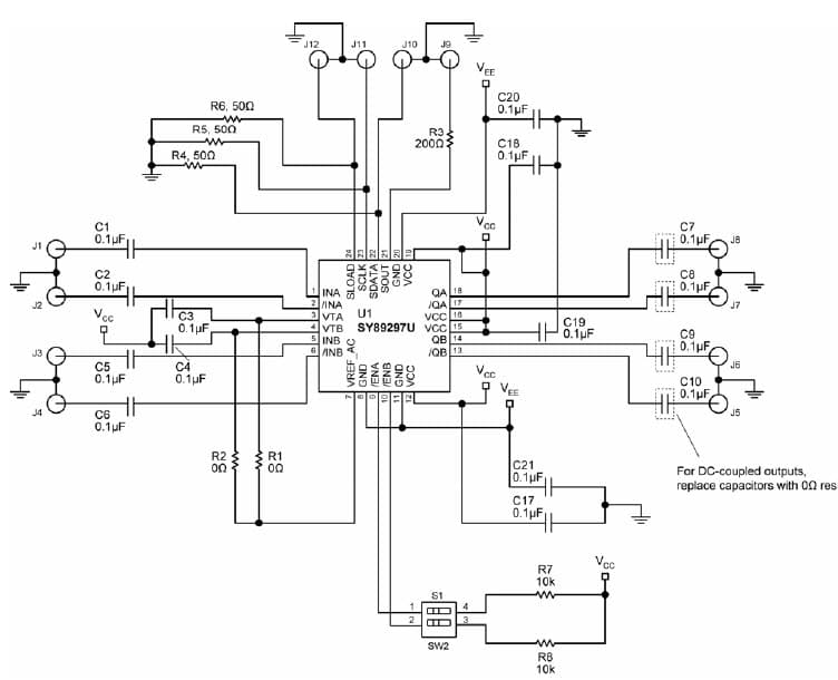 SY89297U, Evaluation Board for the Delay Line for GB Ethernet Switch