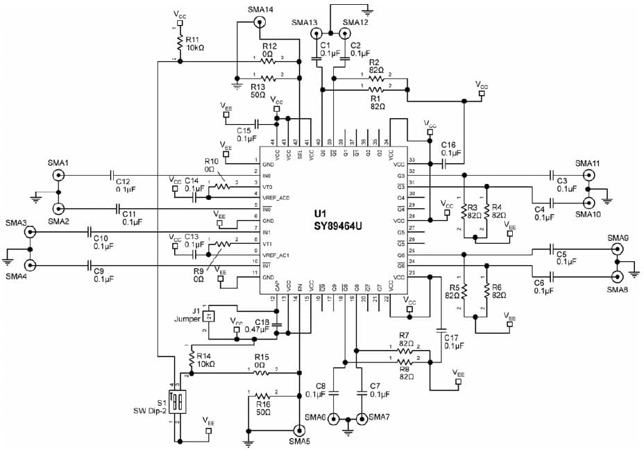 SY89464U, Evaluation Board for the Clock Buffer for GB Ethernet Switch