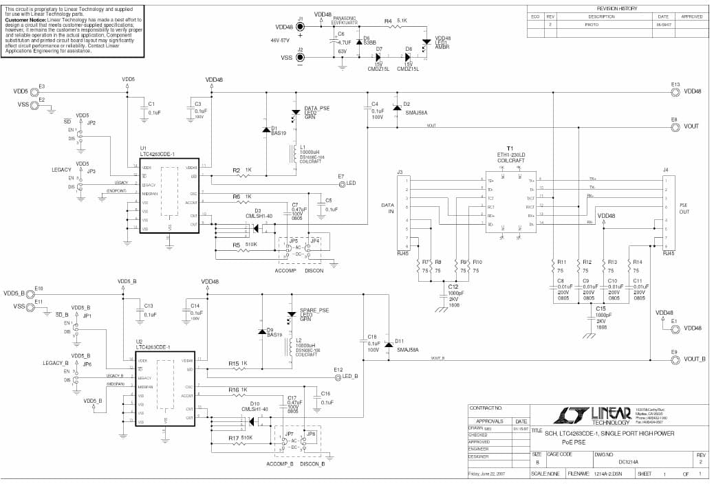 LTC4263-1 Demo Board, High Power Single PSE Controller