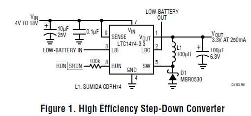 LTC1474-3.3, High Efficiency Step-Down Converter