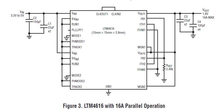 LTM4616 with 16A Parallel Operation