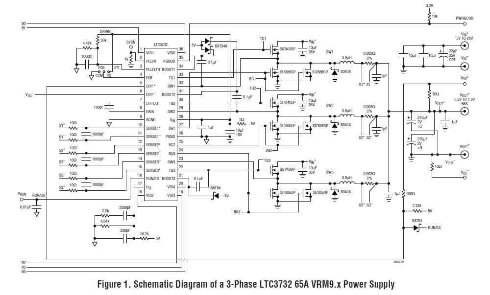 3-Phase LTC3732 65A VRM9.x Power Supply