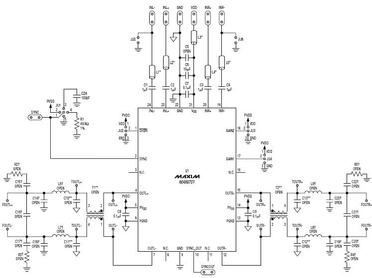 MAX9701EVKIT, Evaluation Kit for MAX9701 1W, 2-Channel, Class-D Audio Power Amplifier for Cellular Phone