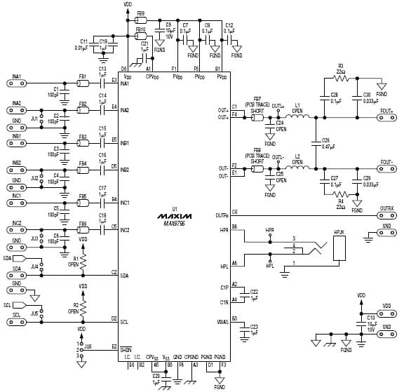 MAX9796EVKIT, Evaluation Kit for MAX9796 2.3W, 1/2-Channel, Class-D Audio Power Amplifier for Cellular Phone