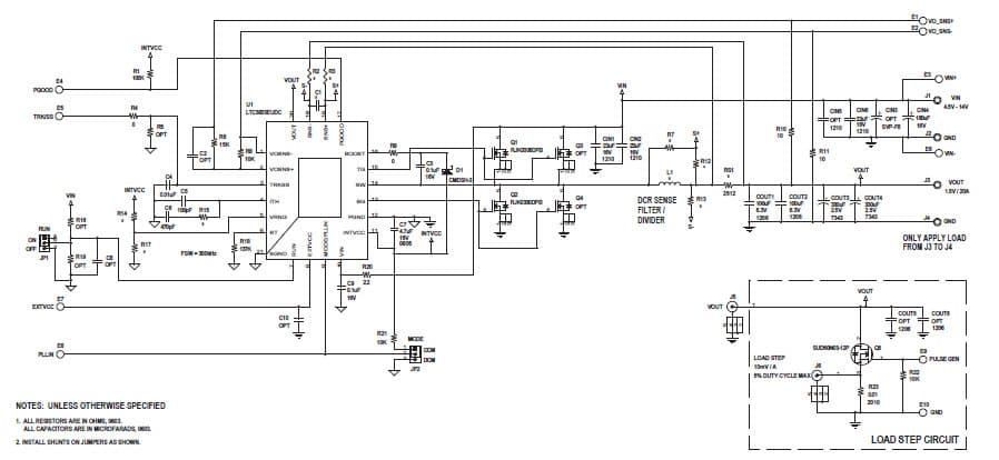 LTC3833EUDC Demo Board with DCR Current Sense u 4.5V VIN 14V, VOUT = 1.5V @ 20A