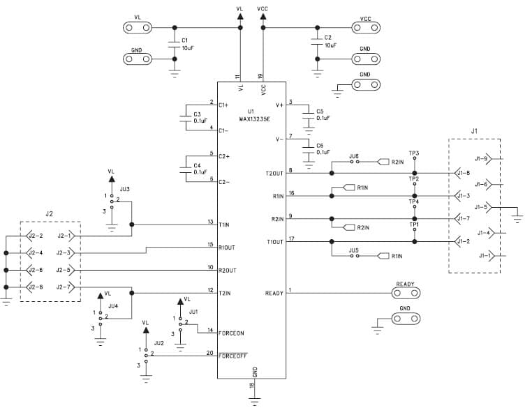 MAX13235EEVKIT+, Evaluation Kit for MAX13235 3 to 5.5V RS-232 Transceiver