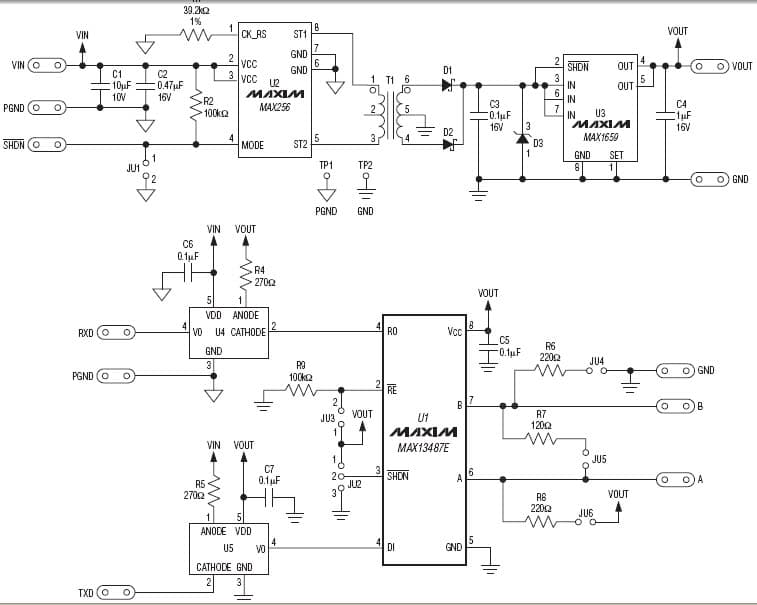 MAX13487EEVKIT#, Evaluation Kit for MAX13487 5V RS-485 Transceiver