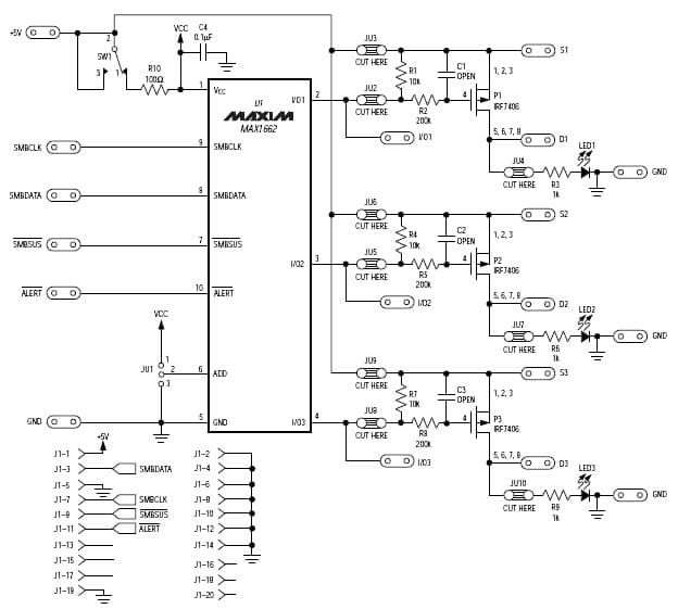 MAX1662EVKIT, Evaluation Kit for MAX1662 7 to 20V SPI Interface