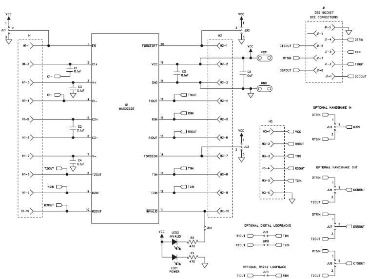 MAX3223EEVKIT+, Evaluation Kit for MAX3223 3 to 5.5V RS-232 Transceiver