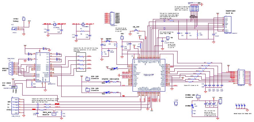 73S1217F-EB-LITE, Evaluation Board Lite is used as a platform to demonstrate capabilities of 73S1217F Smart Card Controller Devices