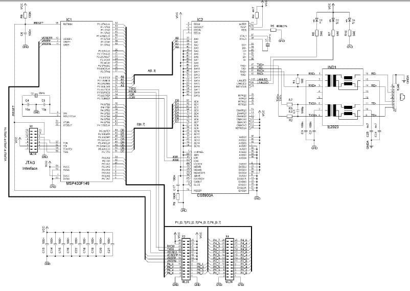 MSP430 Internet Connectivity Application Circuit