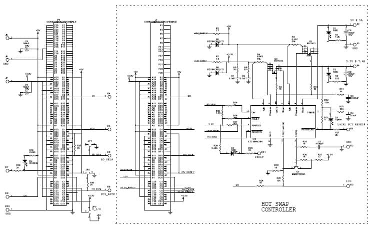 LTC1646CGN Demo Board, Compact PCI-Bus Dual Hot-Swap Controller, 3.3V and 5V Inputs, 3.3Vout @ 7.6A, 5Vout @ 5A