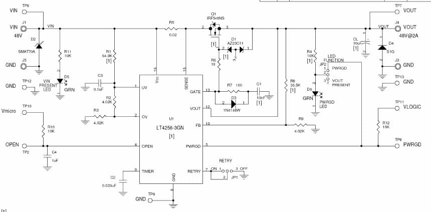 LT4256-3 Demo Board, Positive Voltage Hot-Swap Controller