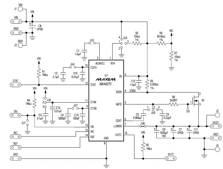 MAX4273EVKIT, Evaluation Kit for MAX4273 2.7 to 13.2V Hot-Swap Controller for RAID Controller Card