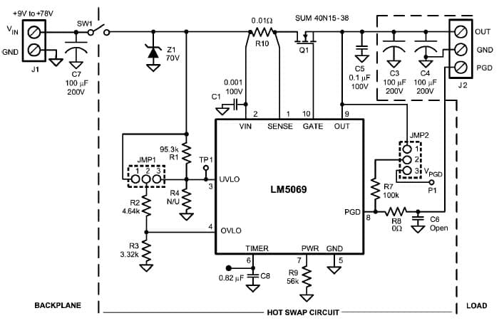 LM5069EVAL/NOPB, Evaluation Kit for the LM5069 Hot-Swap Controller for Servers