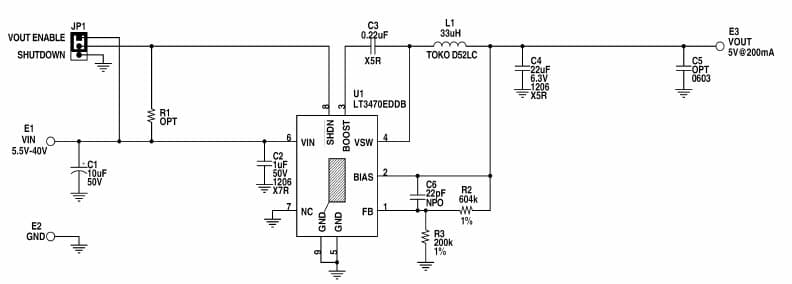 LT3470EDDB Demo Board, Micro-power Buck Reg w/ Integrated Boost/Catch Diodes