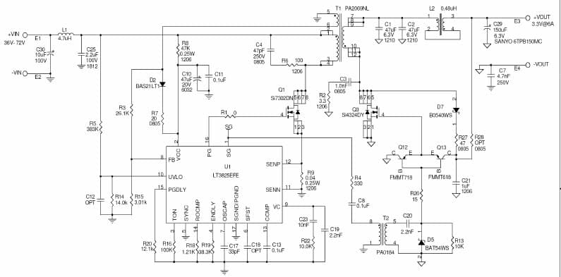 LT3825 Demo Board, Isolated Flyback Converter With Synchronous Rectification