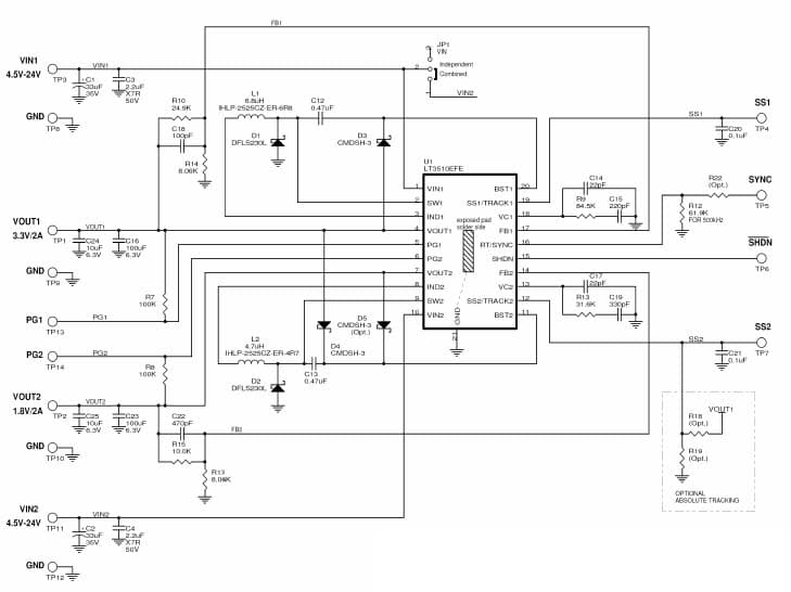 LT3510EFE Demo Board, Dual Monolithic Step-Down DC/DC Converter