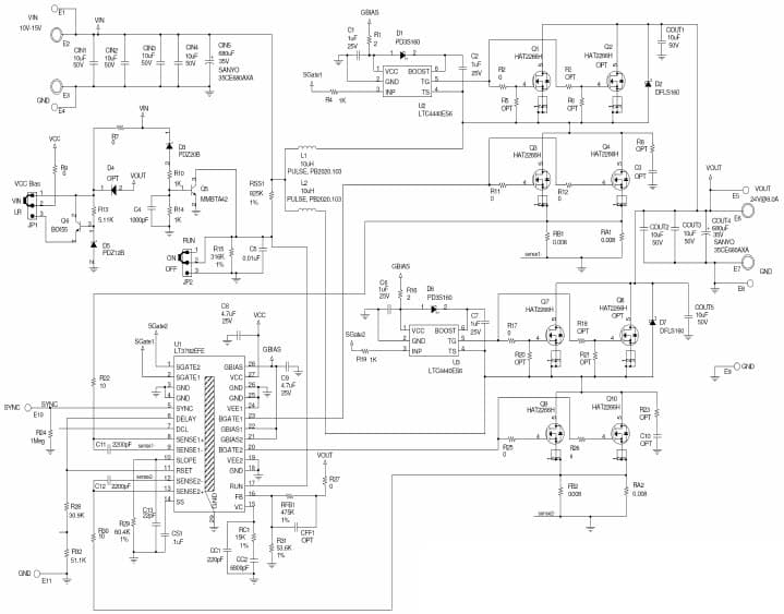 LT3782AEFE Demo Board, 2-Phase Step-Up Controller