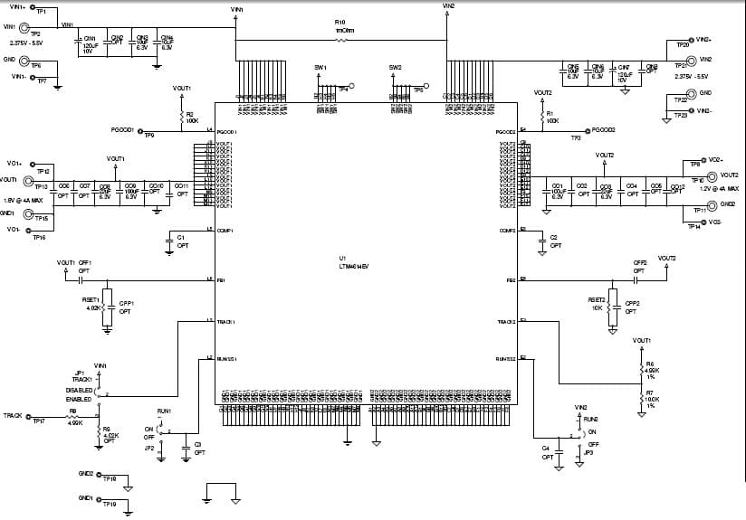 LTM4614EV Demo Board, Low Voltage, Dual 4A DC/DC module Regulator