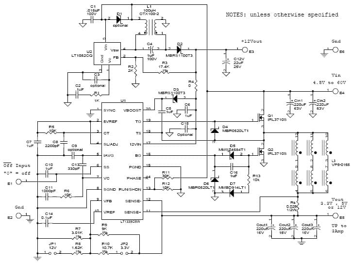 LT1339CSW LT1082CQ Demo Board, High Input Voltage, Medium Current Buck Switching Regulator