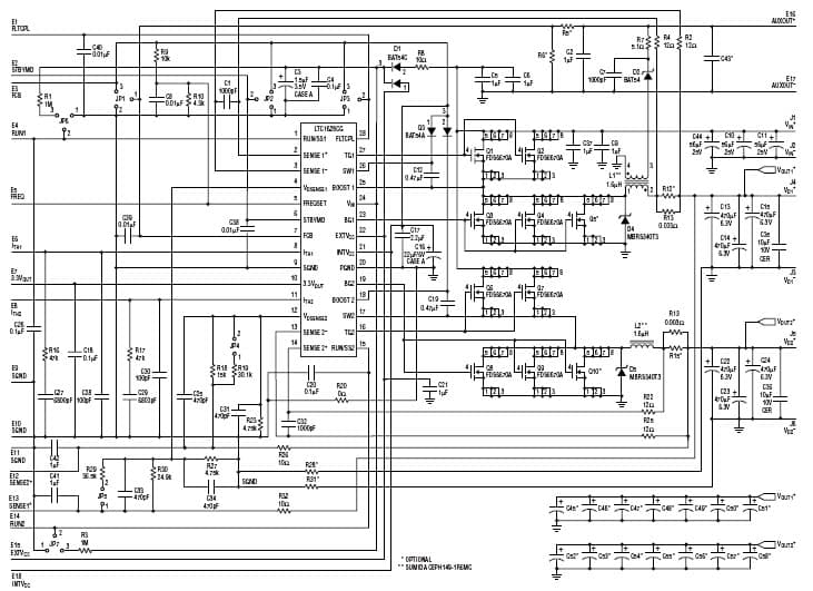 LTC1628CG Demo Board, Dual Phase Multi-Output High Current Converter, 7V to 24V Input, Vout1 = 5V @ 12A Max., Vout2 = 3.3V @ 12A Max