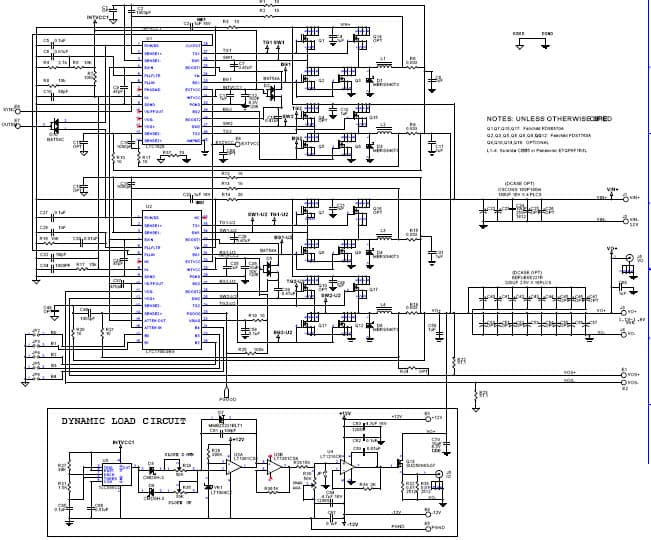 DC311A, Demo Board for the LTC1709-9EG/LTC1629CG 4-Phase High Current Power Supply, Vin = 12V, Vout = 1.1V to 1.8V @ 60A