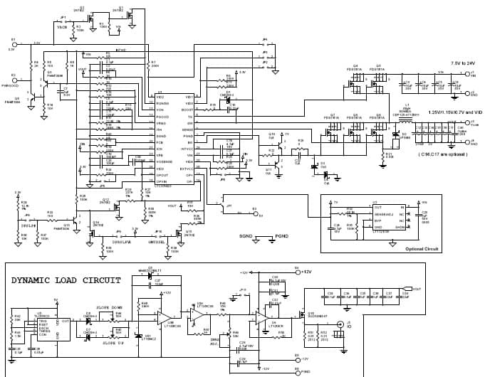 LTC3714EG Demo Board, Intel's Notebook Processor Power Supply, 7.5V to 24V Input, 0.6V to 1.75Vout @ 20A