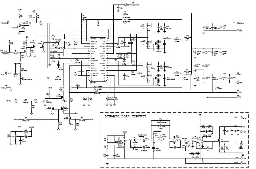 LTC3716EG Demo Board, 2-Phase Mobile CPU VRM, 7 to 24Vin, 0.6 to 1.75Vout @ 25A (minimum profile)