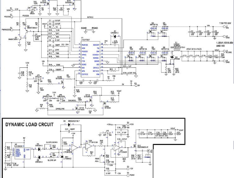 LTC3778EF Demo Board, High Efficiency Notebook CPU Power Supply, Low Voltage Tualatin, Vin = 7.5V - 24V, Vcore = 1.15V/15Amax + VID