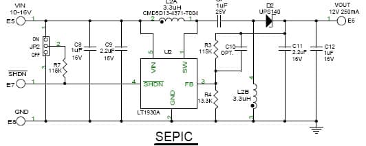 LT1930AES5 LT1931AES5 Demo Board, 2.2MHz, SOT-23 DC/DC SEPIC Converter