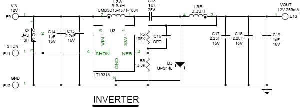 LT1930AES5 LT1931AES5 Demo Board, 2.2MHz, SOT-23 Inverter DC/DC Converter